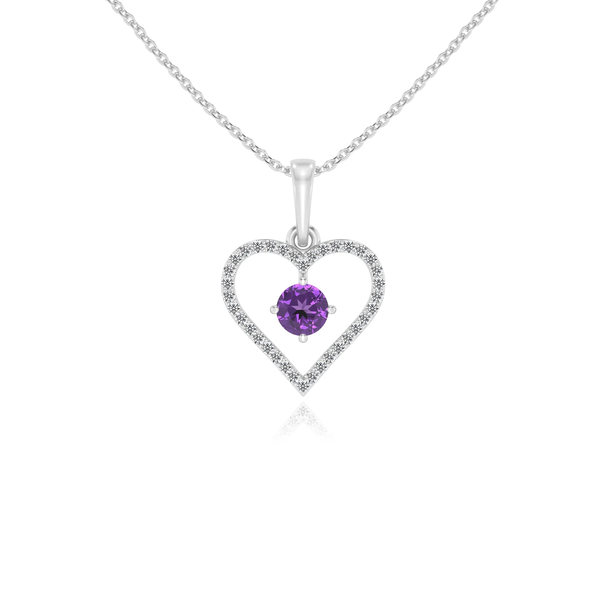 lab grown amethyst round infinity necklaces in platinum