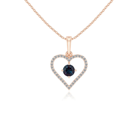 lab grown alexandrite round infinity necklaces in rose gold