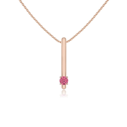 lab grown pink-tourmaline round bar necklaces in rose gold