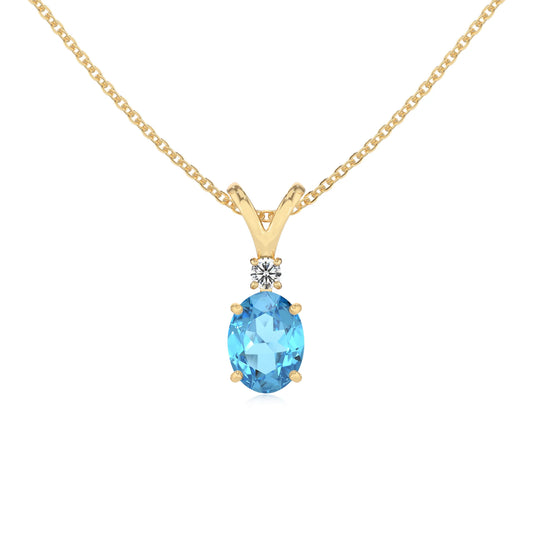 natural swiss-blue-topaz oval solitaire v-bale necklaces in yellow gold