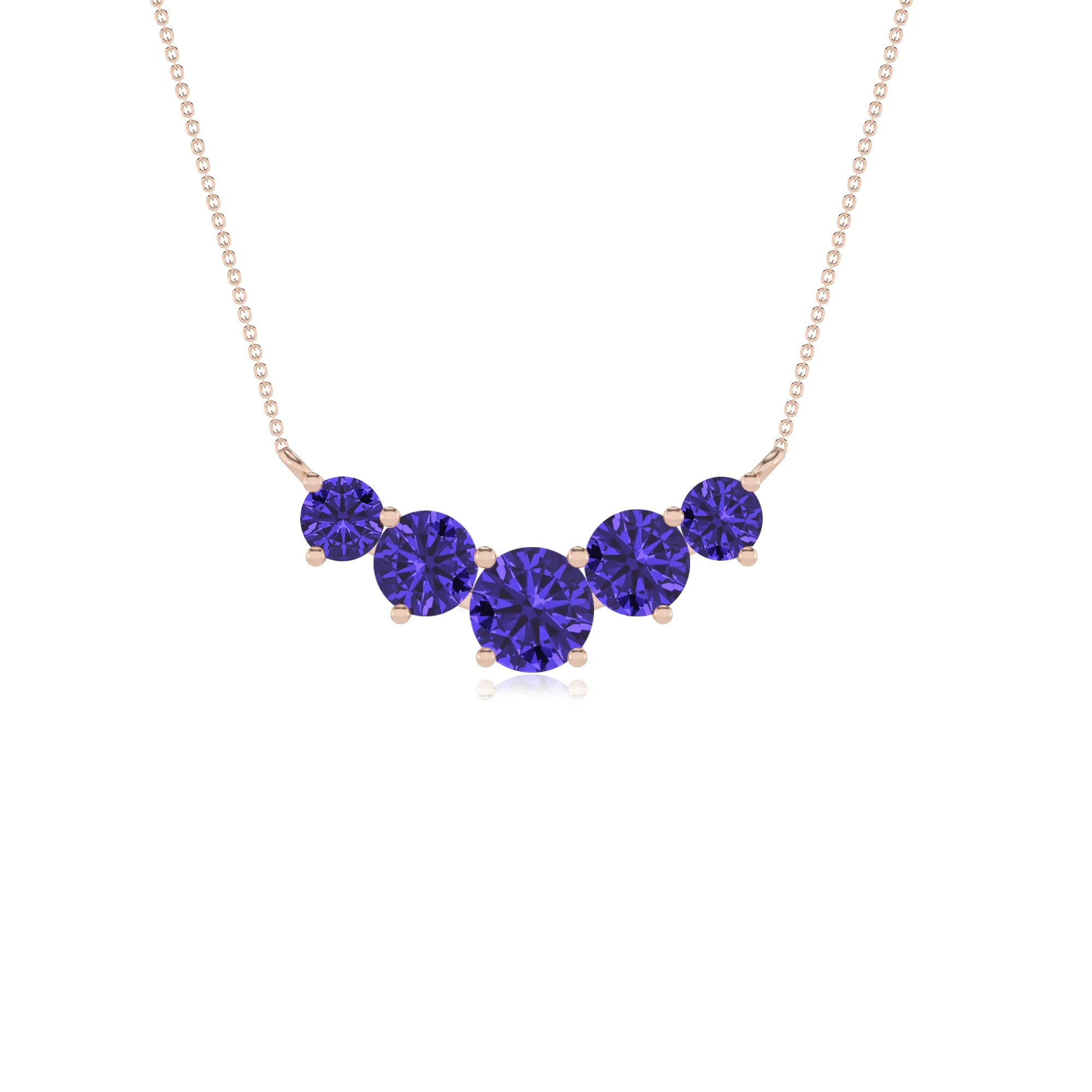 lab grown tanzanite round bar necklaces in rose gold