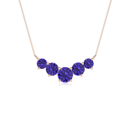 lab grown tanzanite round bar necklaces in rose gold