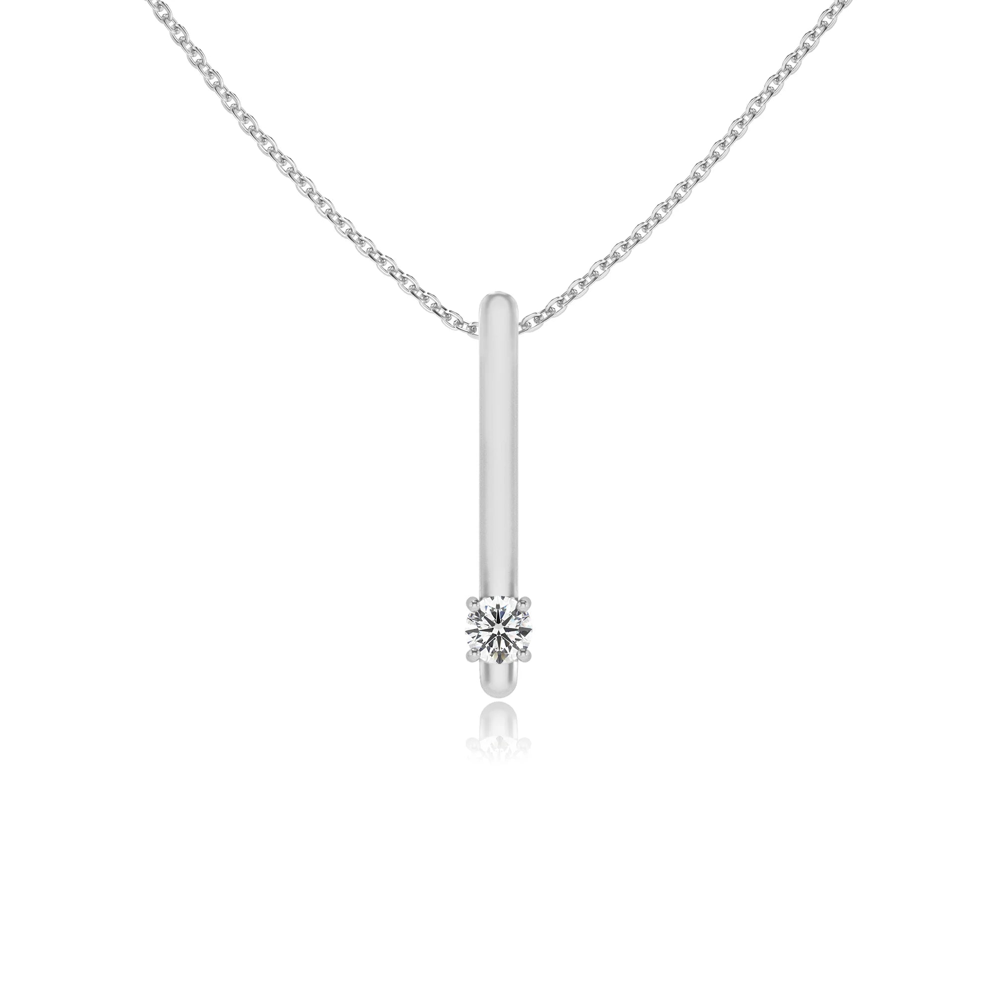 lab grown moissanite round bar necklaces in sterling silver