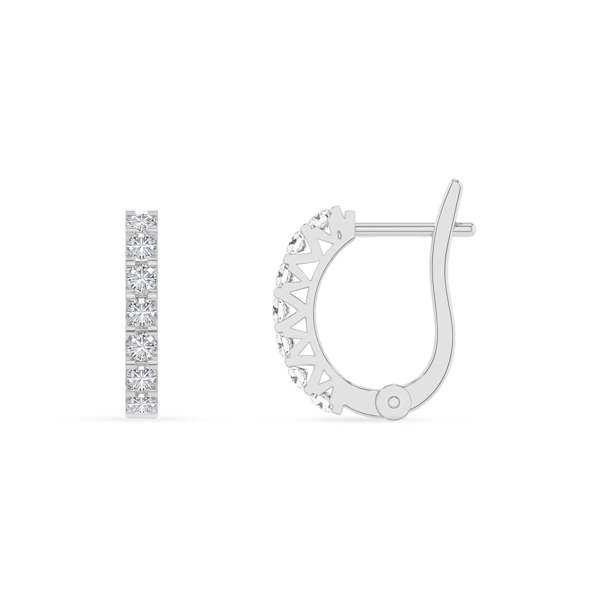 lab grown moissanite round hoop earrings in white gold