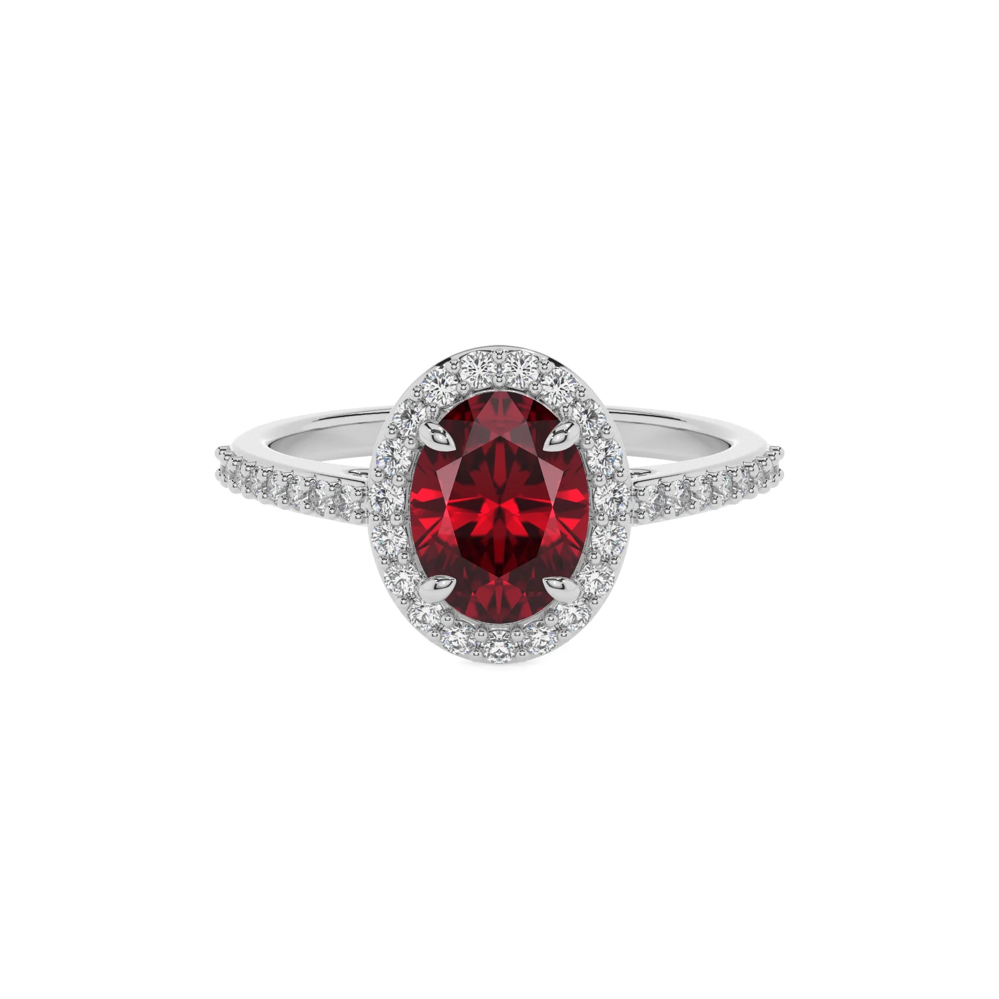 lab grown ruby oval solitaire rings in white gold
