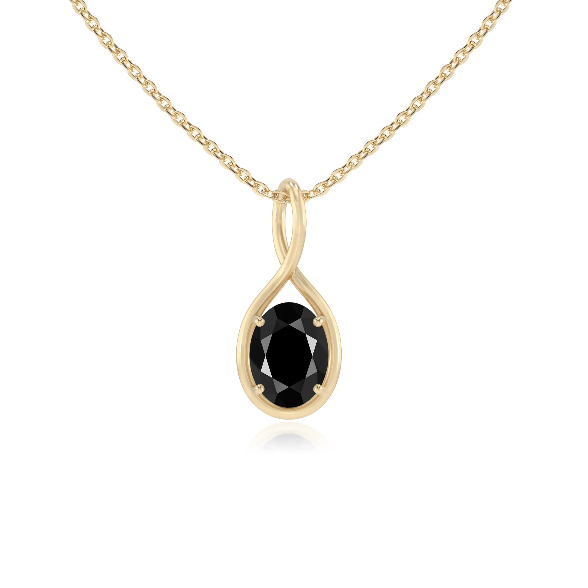 natural black-onyx oval solitaire necklaces in yellow gold