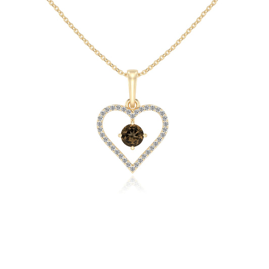 natural smoky-quartz round infinity necklaces in yellow gold