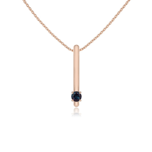 lab grown alexandrite round bar necklaces in rose gold