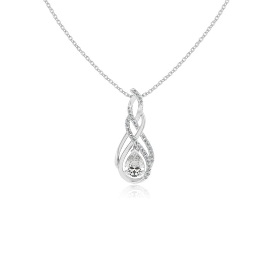 lab grown moissanite pear solitaire necklaces in white gold