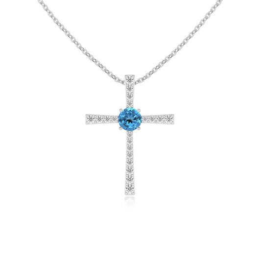 natural swiss-blue-topaz round infinity necklaces in platinum