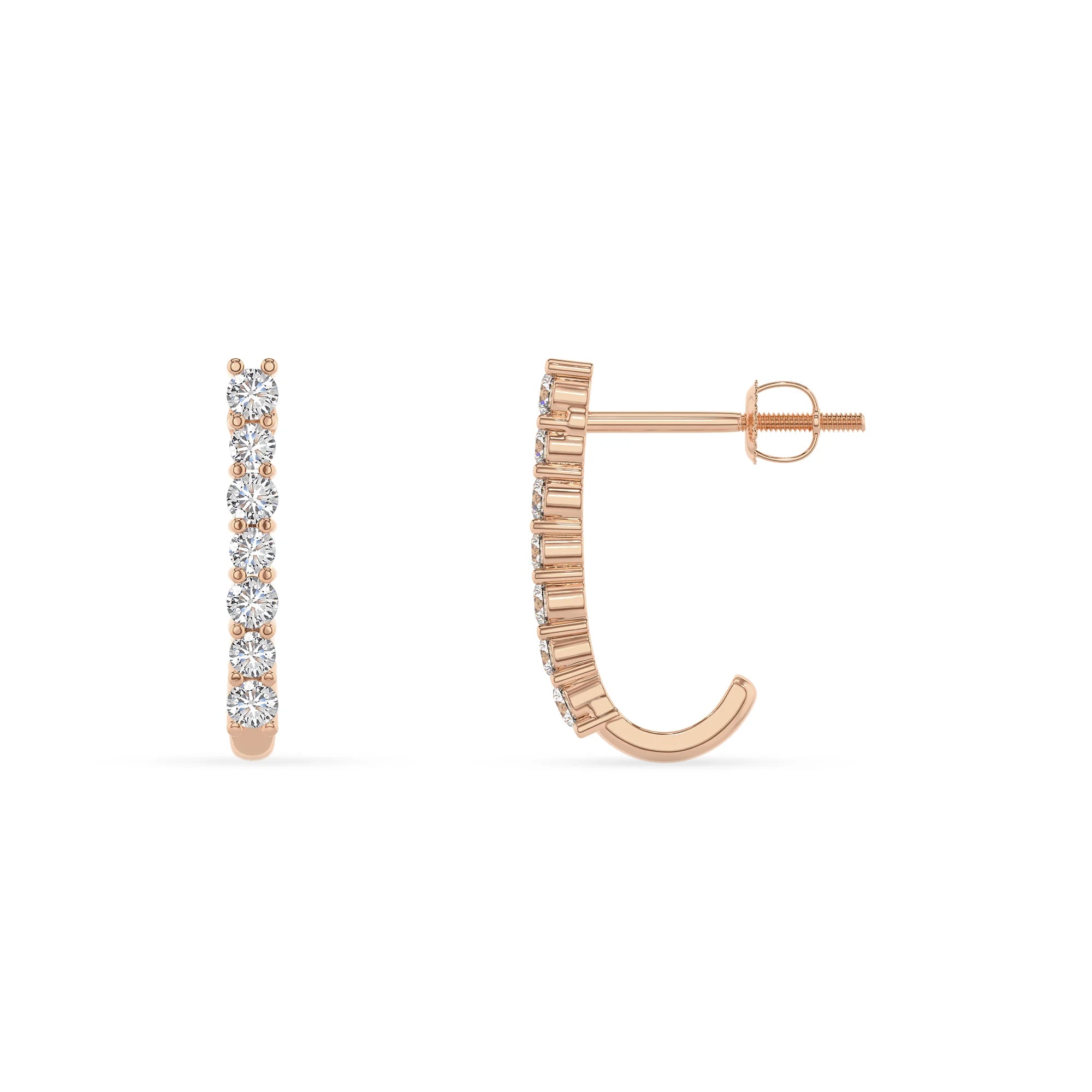 lab grown moissanite round hoop earrings in rose gold