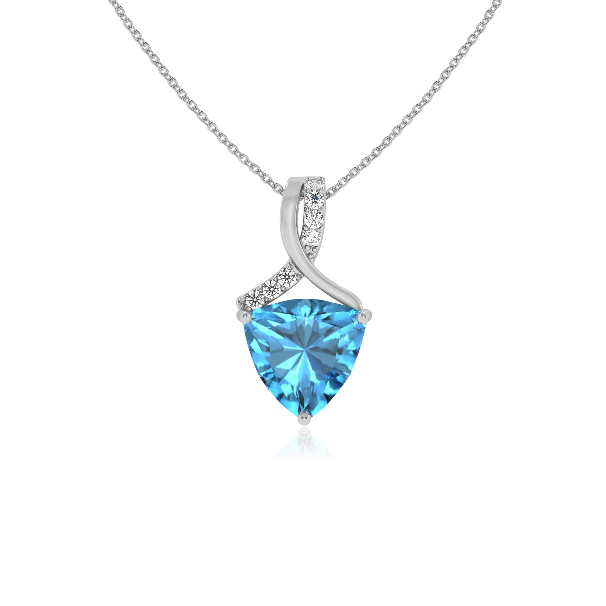 natural swiss-blue-topaz trillion solitaire necklaces in platinum