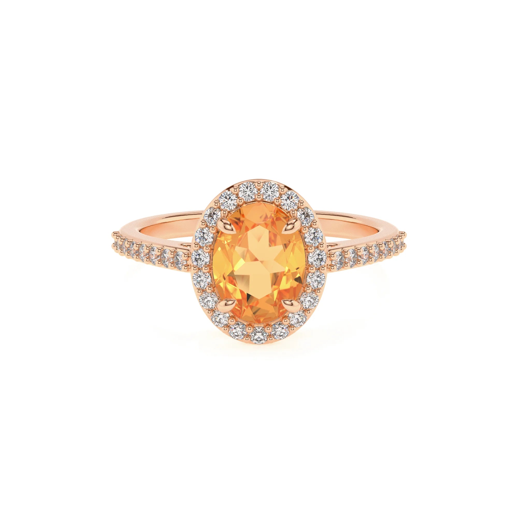 lab grown citrine oval solitaire rings in rose gold