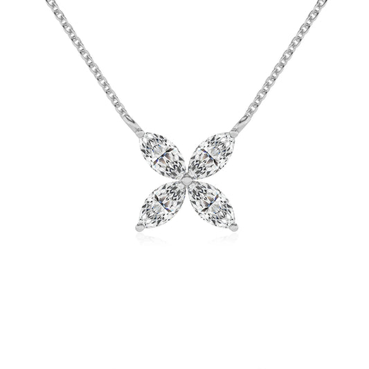 lab grown moissanite marquise infinity necklaces in platinum