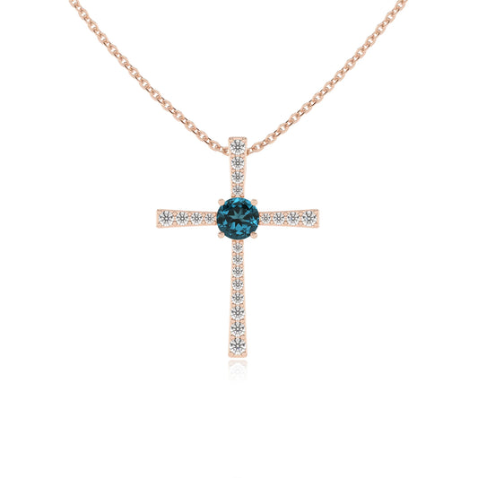 natural london-blue-topaz round infinity necklaces in rose gold