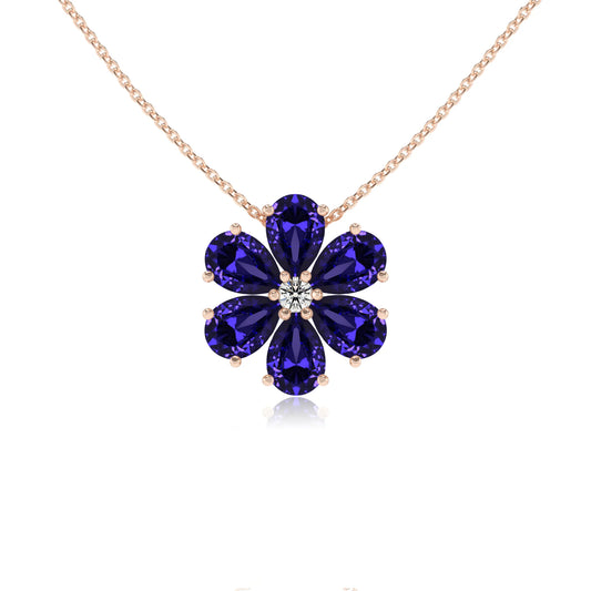 lab grown tanzanite pear solitaire necklaces in rose gold