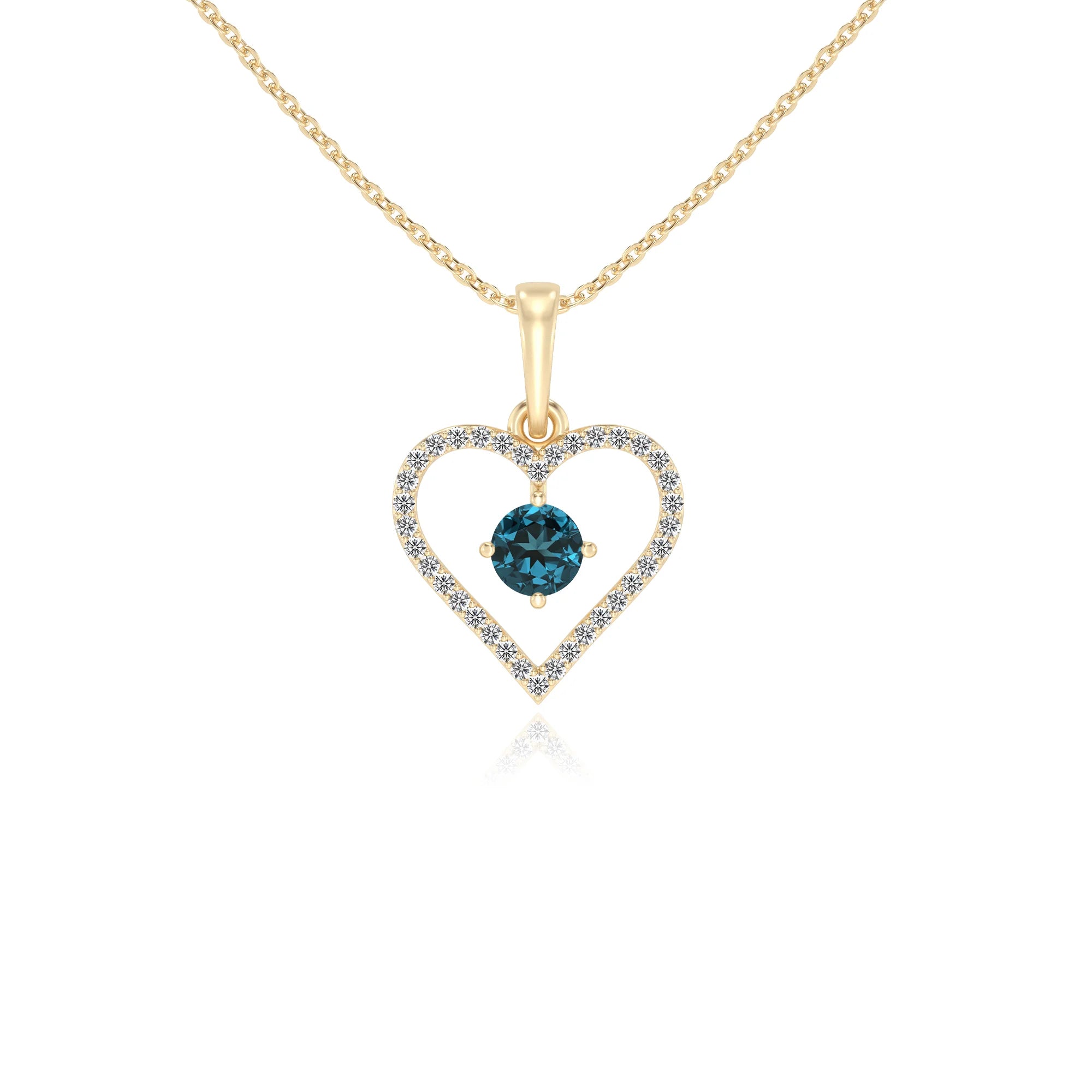 natural london-blue-topaz round infinity necklaces in yellow gold