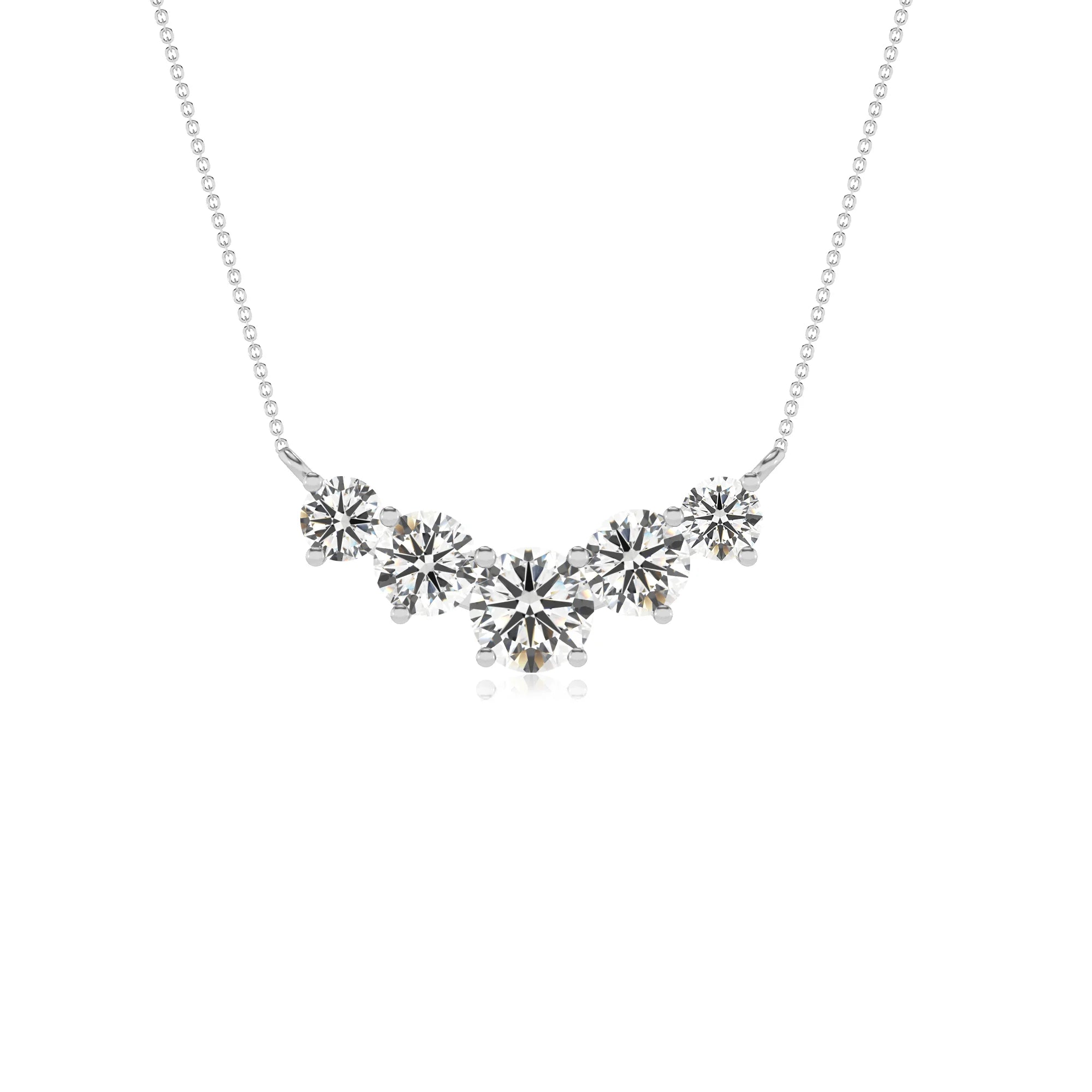 lab grown moissanite round bar necklaces in sterling silver