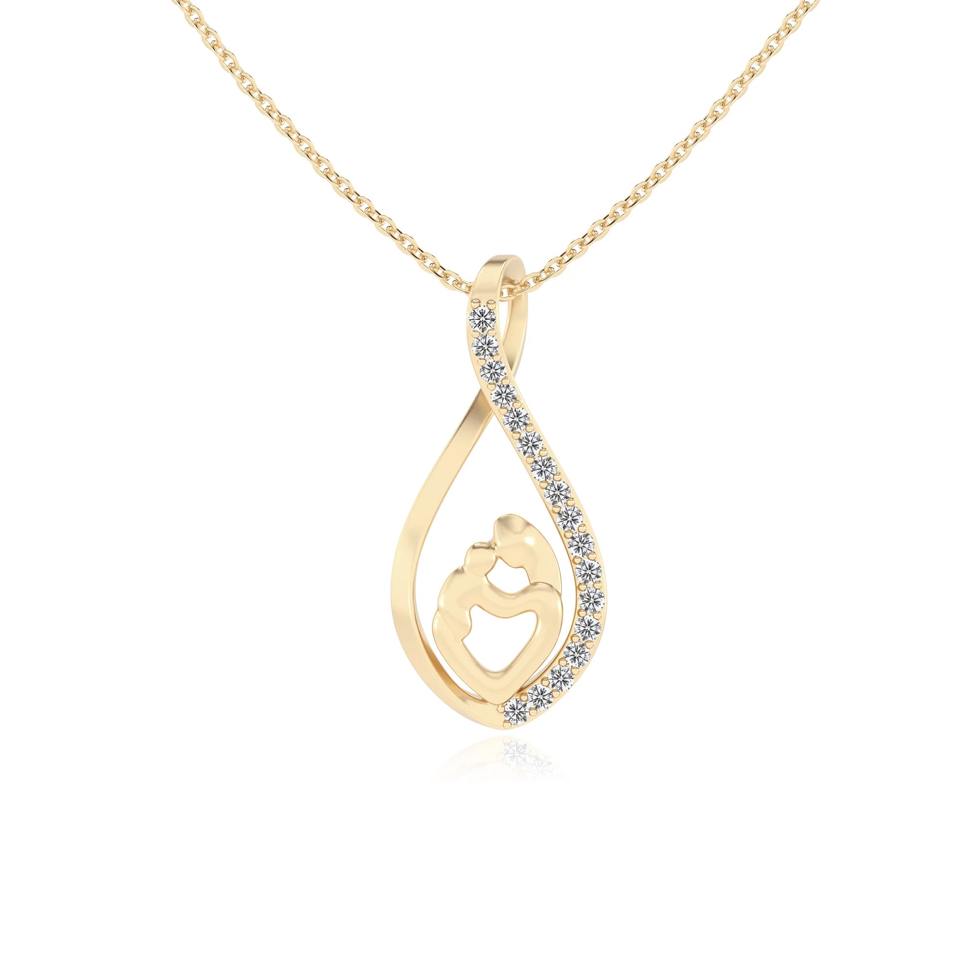 lab grown moissanite round necklaces in yellow gold