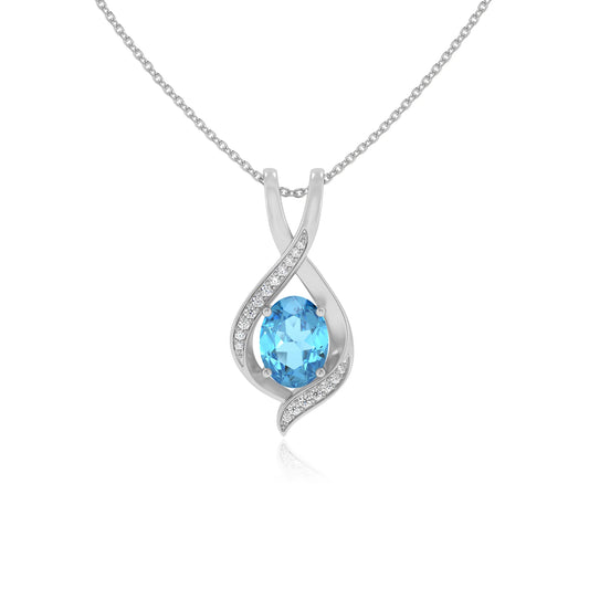 natural swiss-blue-topaz oval solitaire necklaces in sterling silver