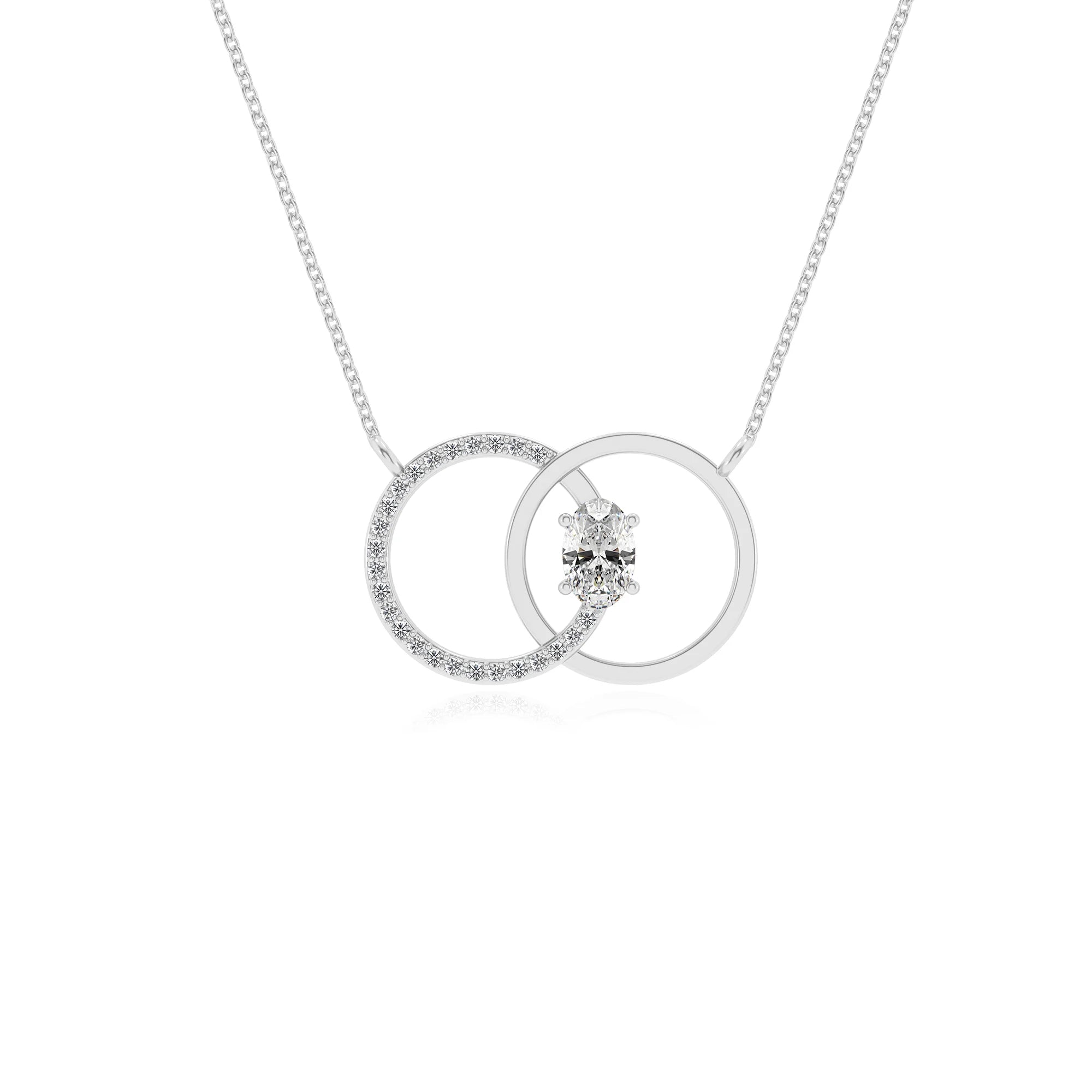 lab grown moissanite oval solitaire necklaces in sterling silver