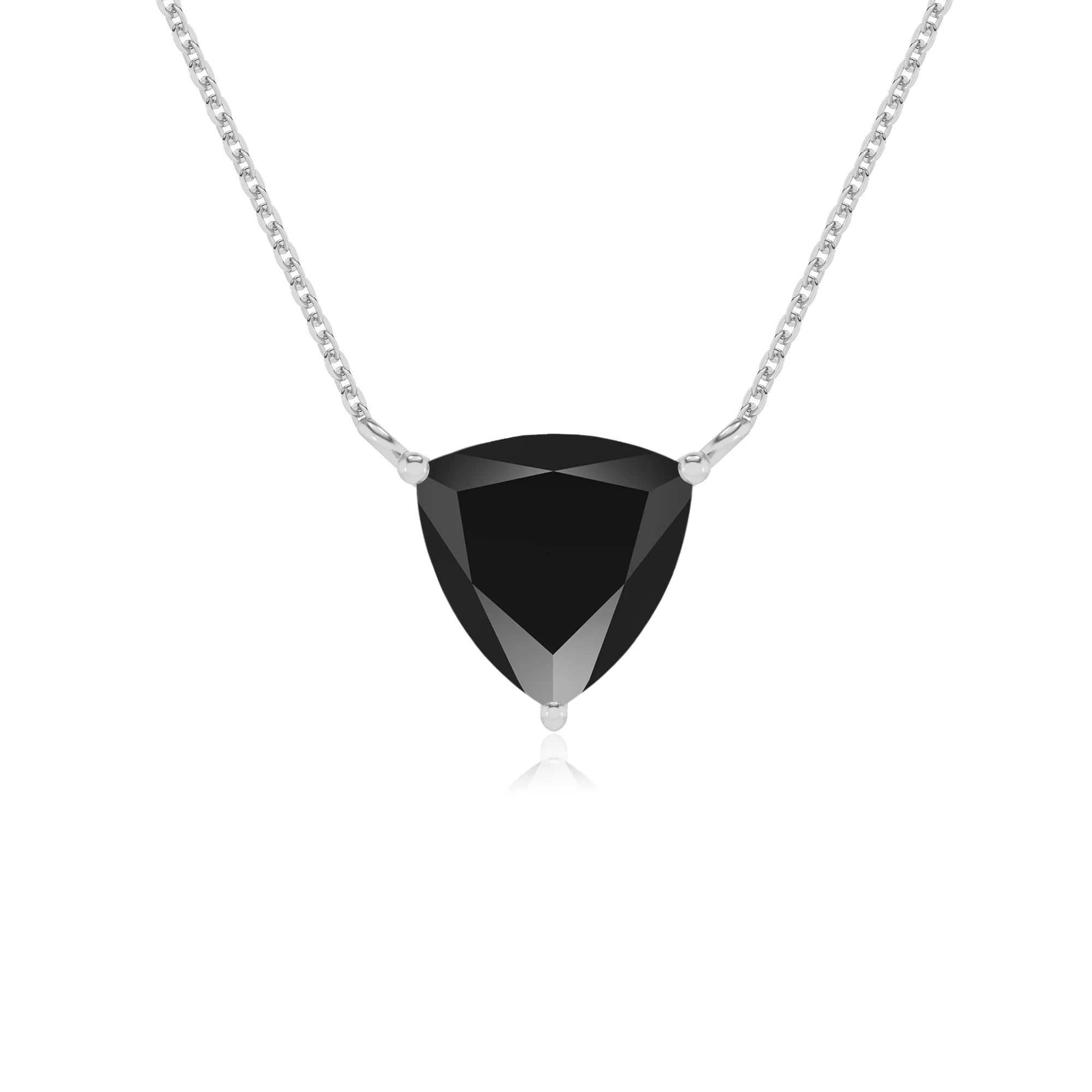 natural black-onyx trillion solitaire necklaces in sterling silver