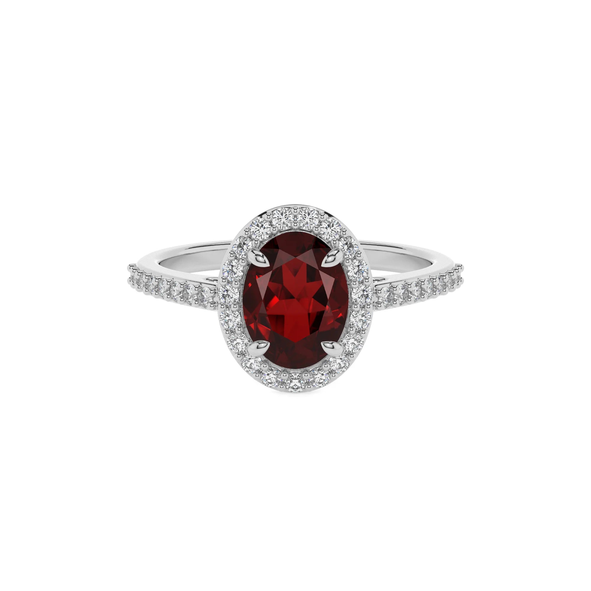 natural garnet oval solitaire rings in sterling silver