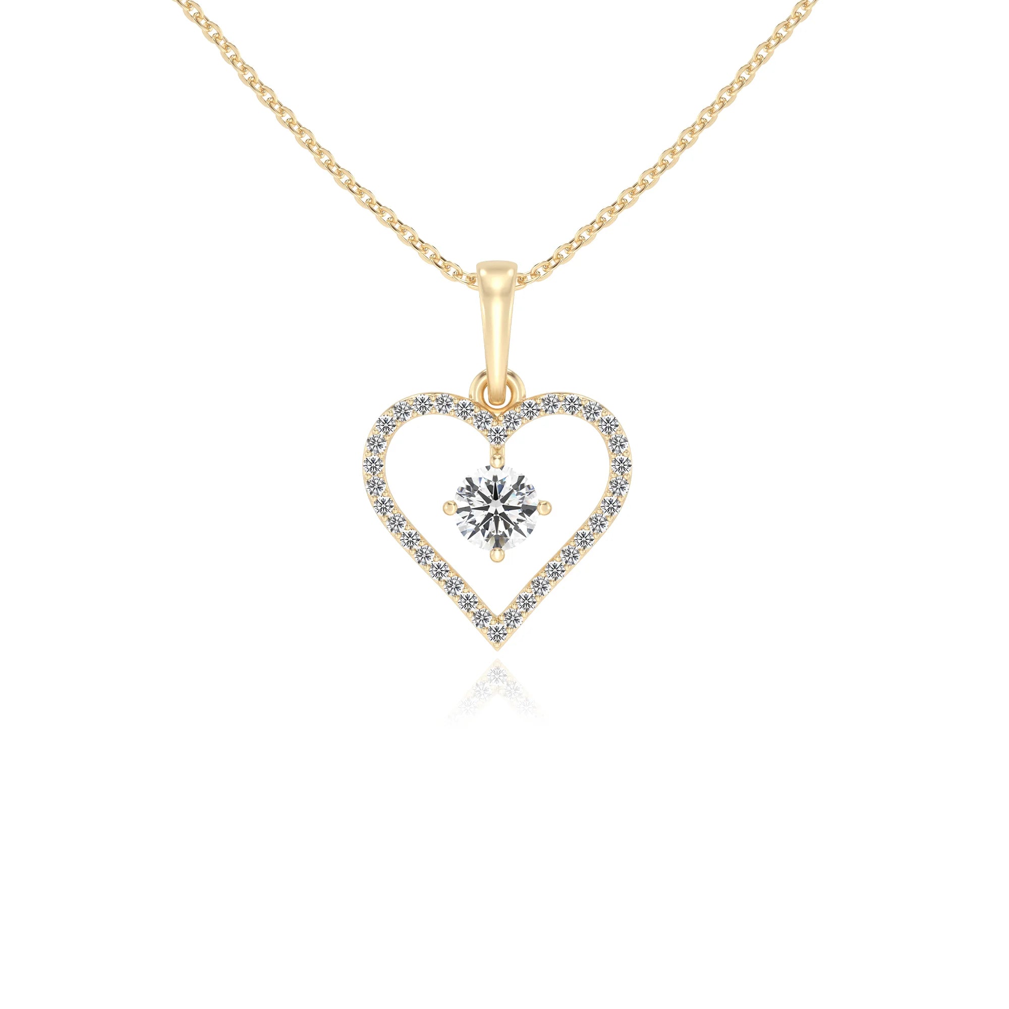 lab grown moissanite round infinity necklaces in yellow gold