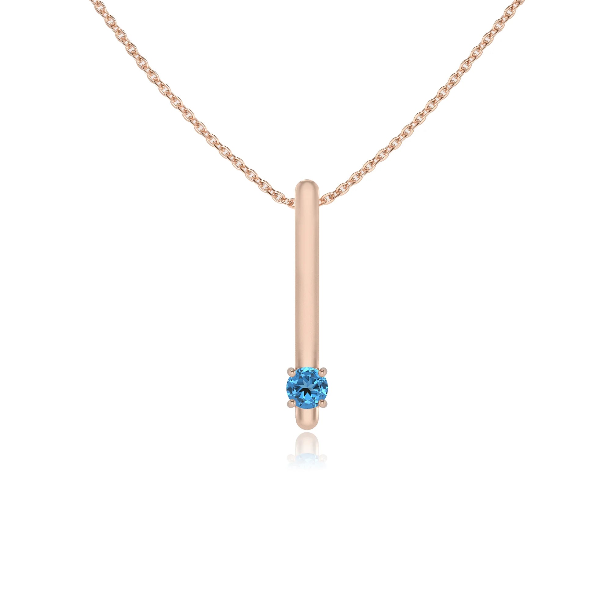 natural swiss-blue-topaz round bar necklaces in rose gold