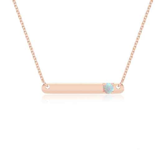 lab grown opal round bar v-bale necklaces in rose gold