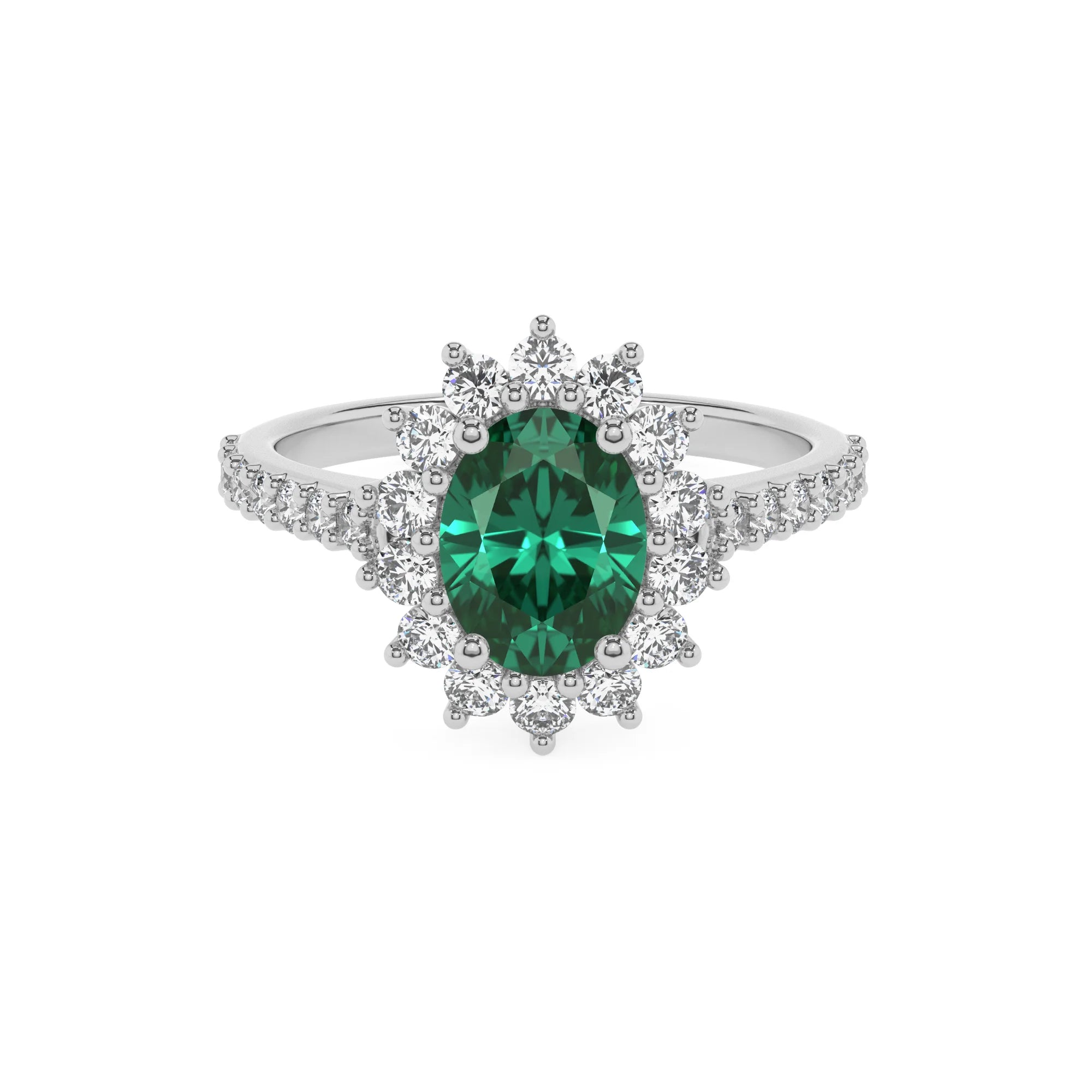 lab grown emerald oval solitaire rings in platinum