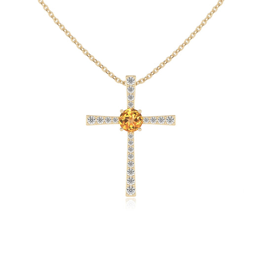 lab grown citrine round infinity necklaces in yellow gold
