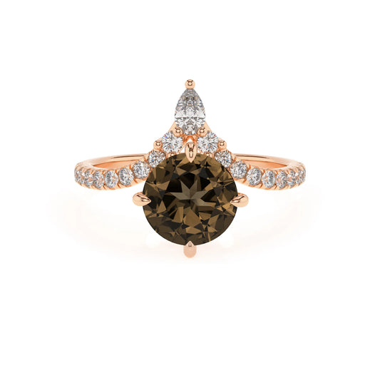 natural smoky-quartz round solitaire rings in rose gold