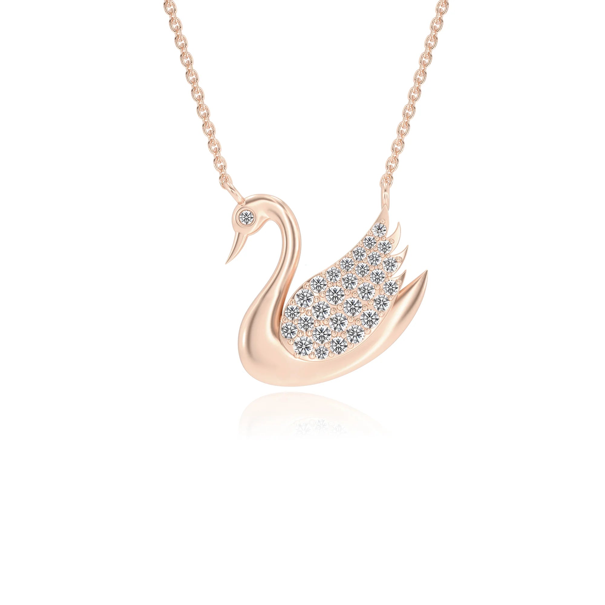 lab grown diamond round pendant necklaces in rose gold