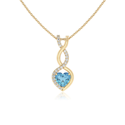 natural swiss-blue-topaz heart infinity necklaces in yellow gold