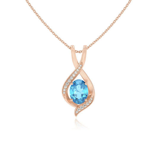 natural swiss-blue-topaz oval solitaire necklaces in rose gold