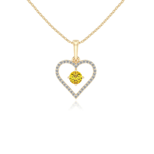 lab grown yellow-sapphire round infinity necklaces in yellow gold
