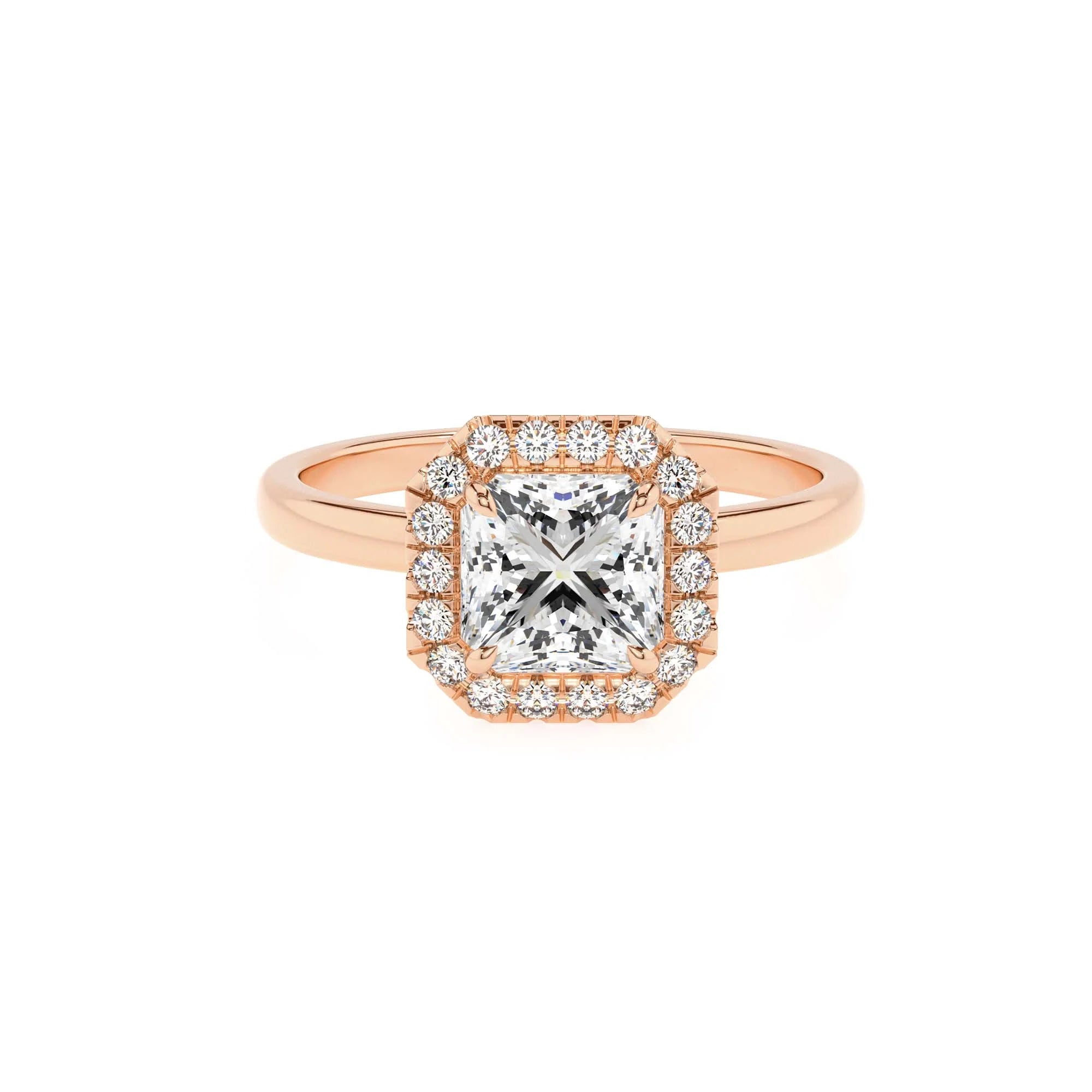lab grown moissanite asscher solitaire rings in rose gold