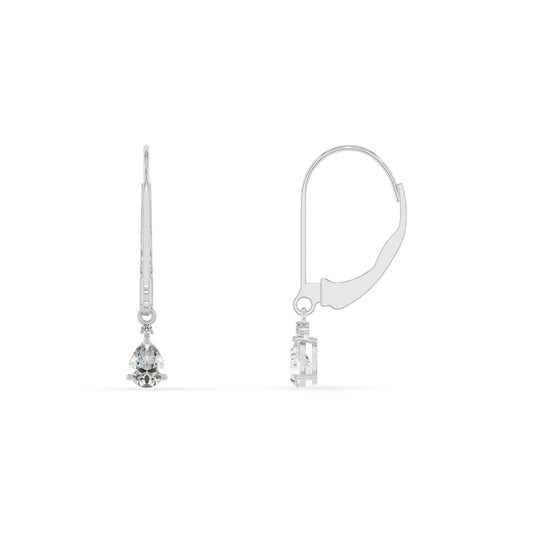 lab grown moissanite pear drop earrings in sterling silver