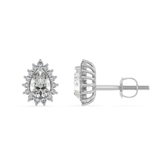 lab grown moissanite pear stud earrings in platinum
