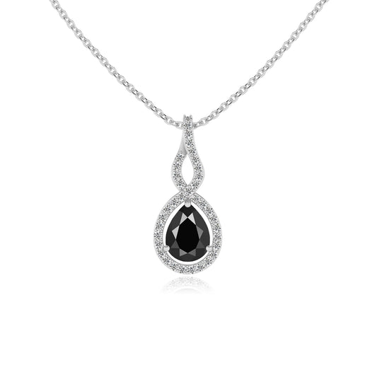 natural black-onyx pear necklaces in platinum