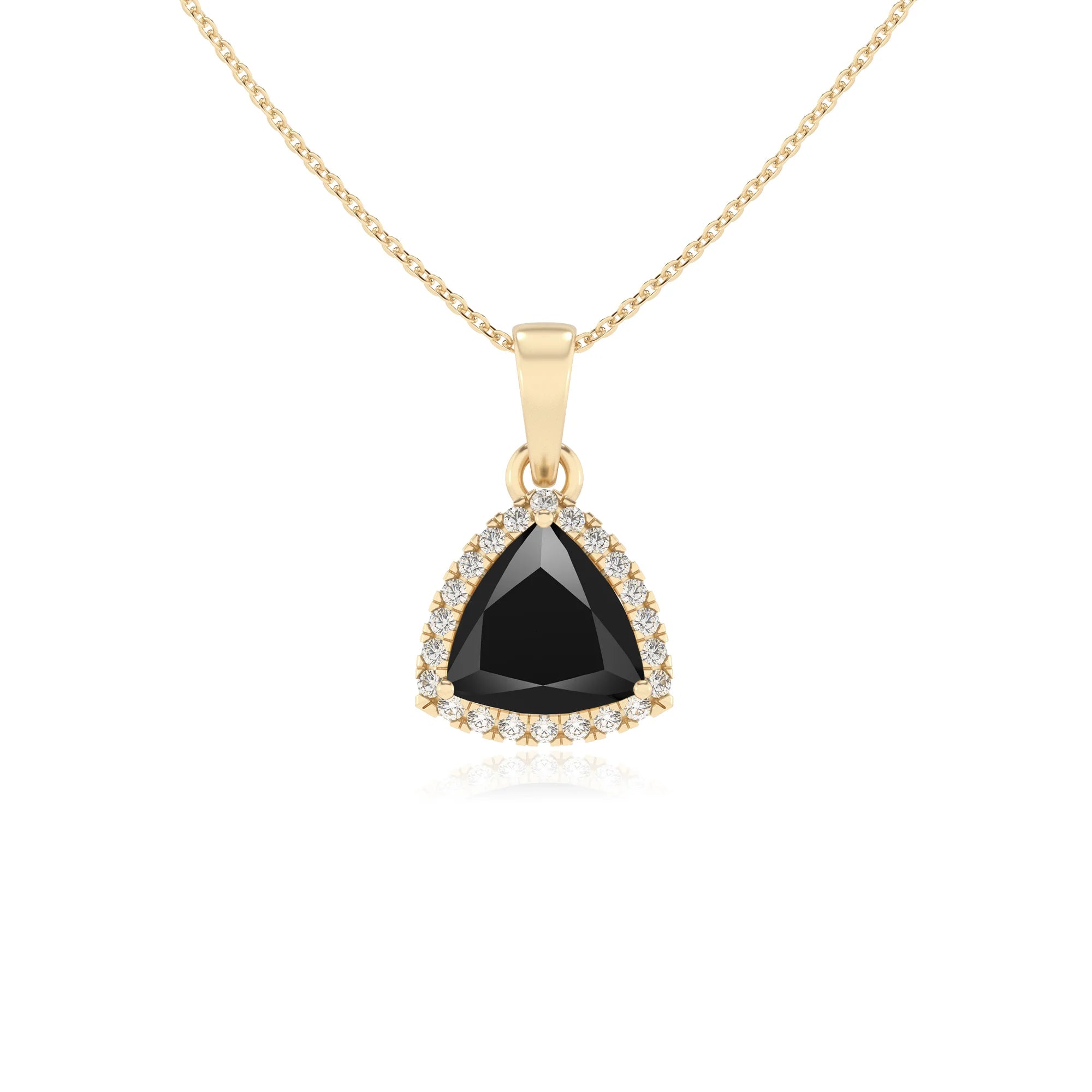 natural black-onyx trillion solitaire necklaces in yellow gold