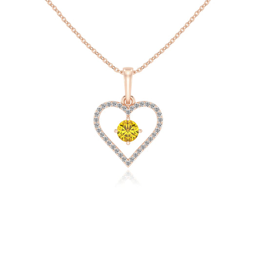 lab grown yellow-sapphire round infinity necklaces in rose gold