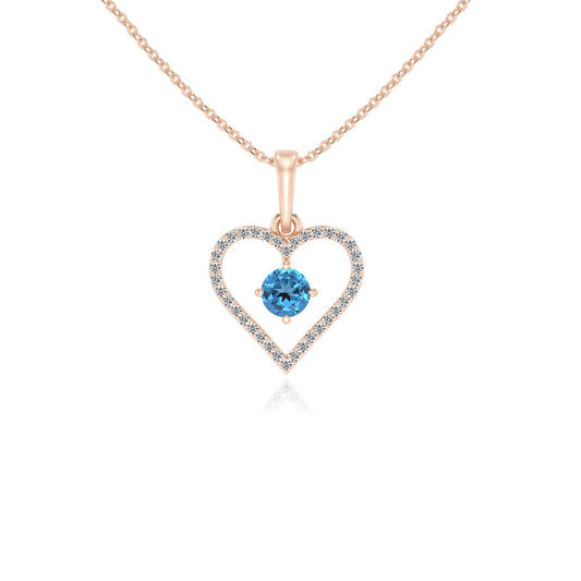 natural swiss-blue-topaz round infinity necklaces in rose gold