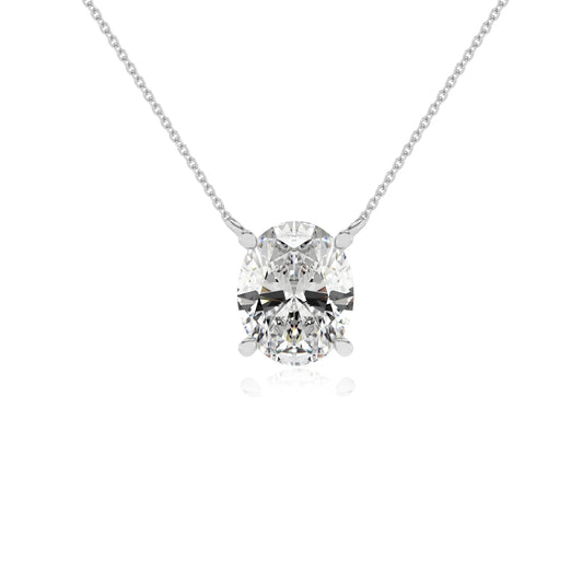 lab grown moissanite oval solitaire necklaces in platinum