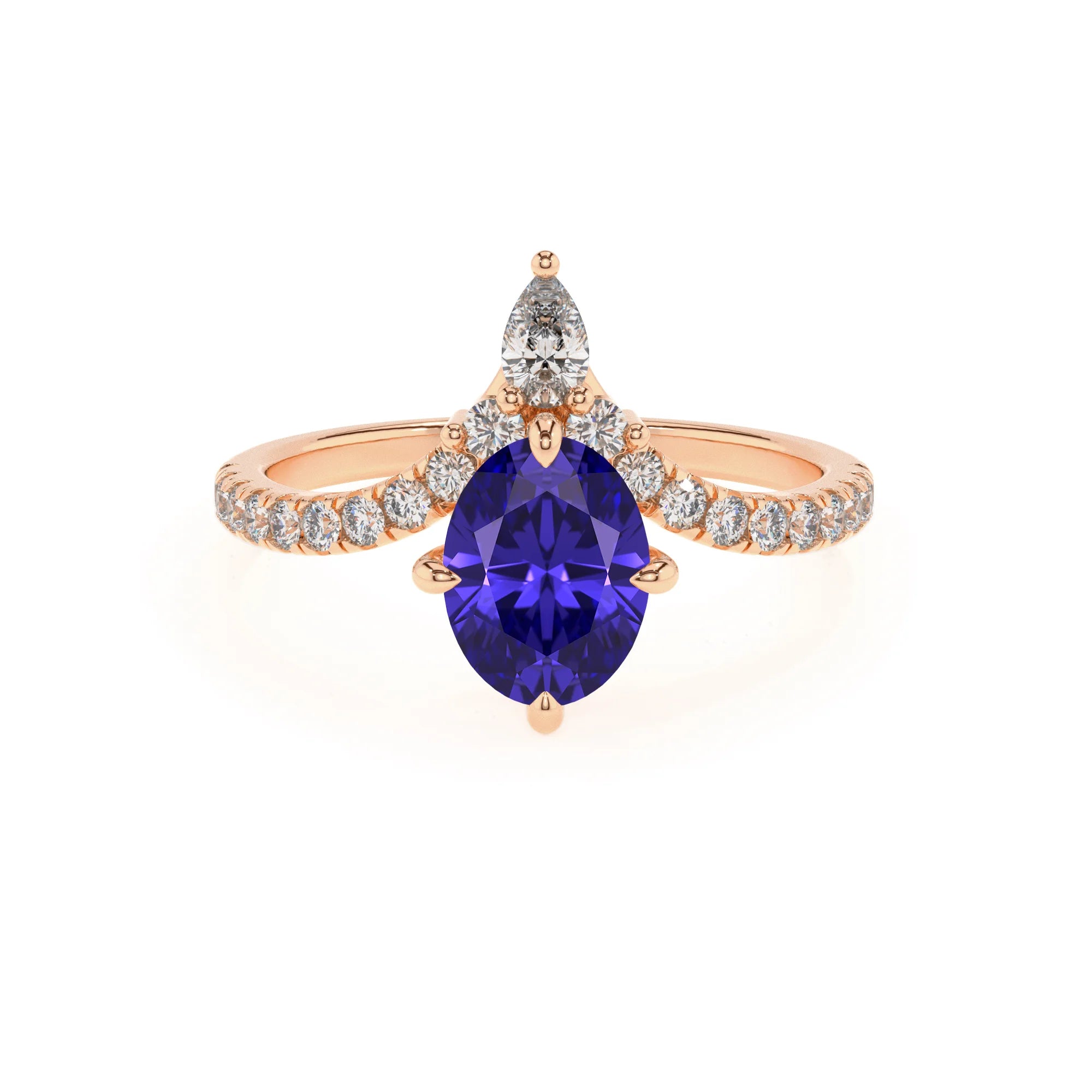 lab grown tanzanite oval solitaire rings in rose gold