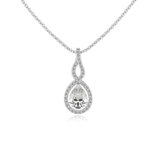 lab grown moissanite pear necklaces in platinum