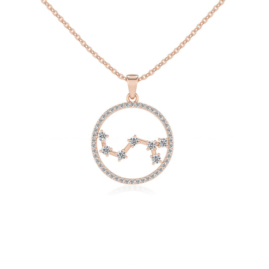 lab grown moissanite round necklaces in rose gold