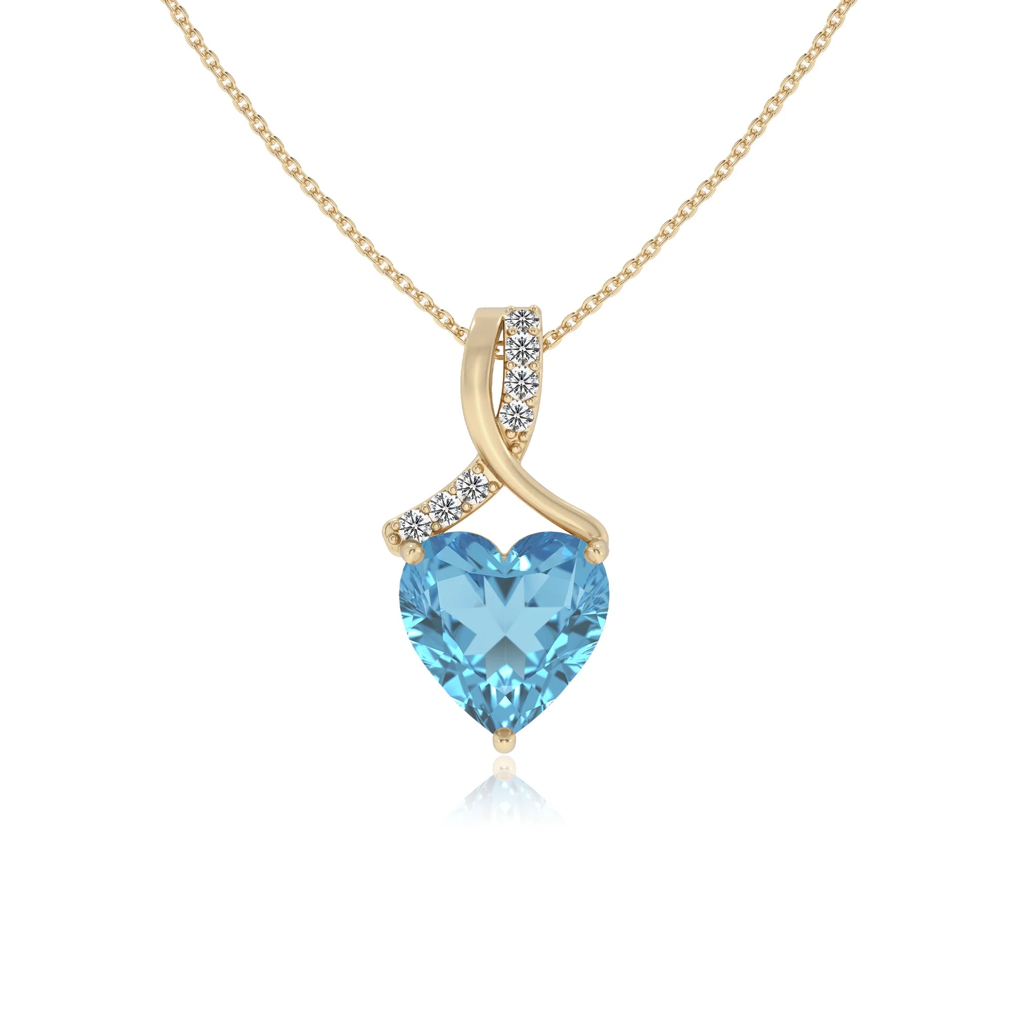 natural swiss-blue-topaz heart solitaire necklaces in yellow gold