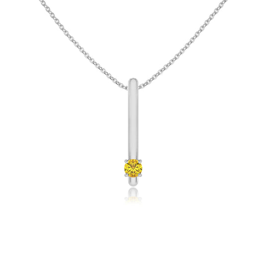 lab grown yellow-sapphire round bar necklaces in sterling silver